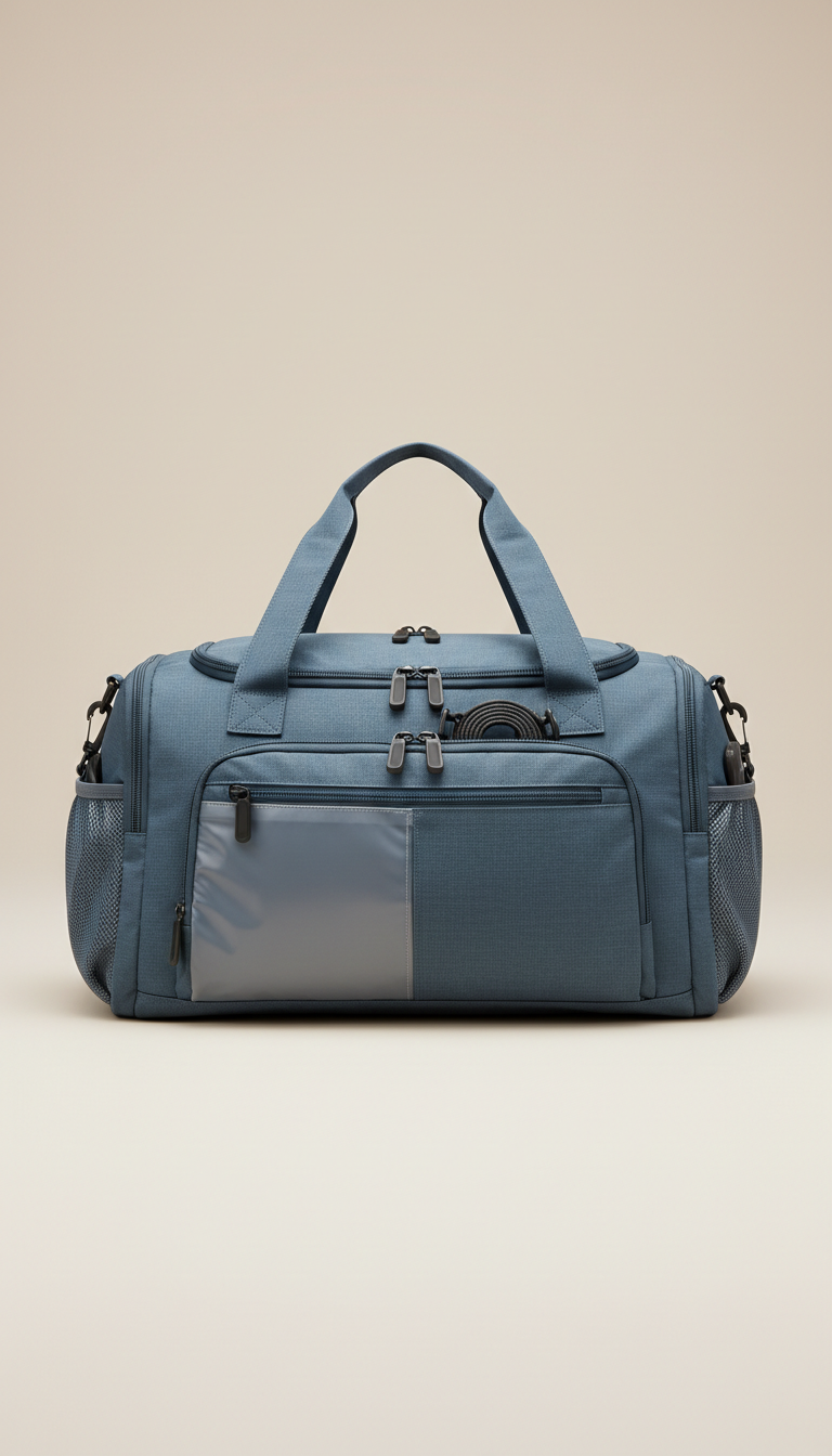 Slate blue fitness duffel bag for gym equipment